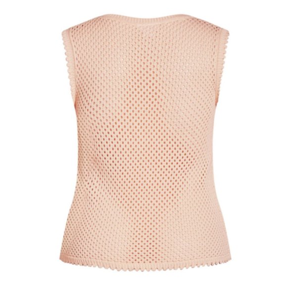 City Chic Weave Spirit Starling Reine V-Neck Vest Peachy Top - 14W - NEW - Picture 2 of 15